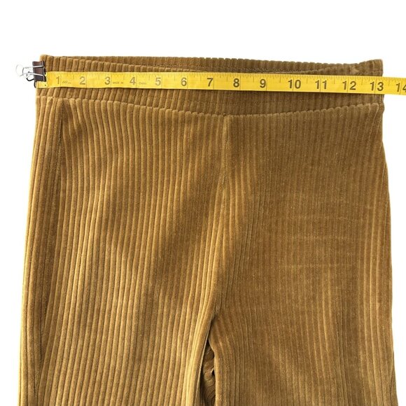 Aerie Golden Brown Corduroy Flare Pants S Long High Waisted Stretchy Comfortable - Picture 7 of 11